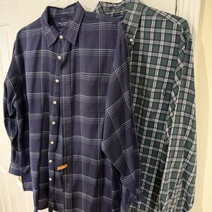 Daniel Cremieux Navy and Green Plaid Button-Down Shirts